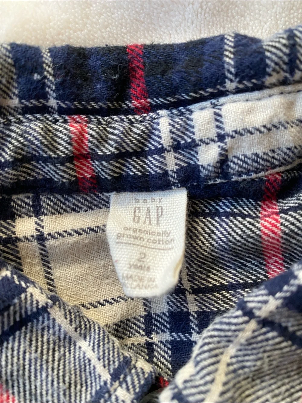 GAP Navy, White & Red Plaid Button-Down Shirt
